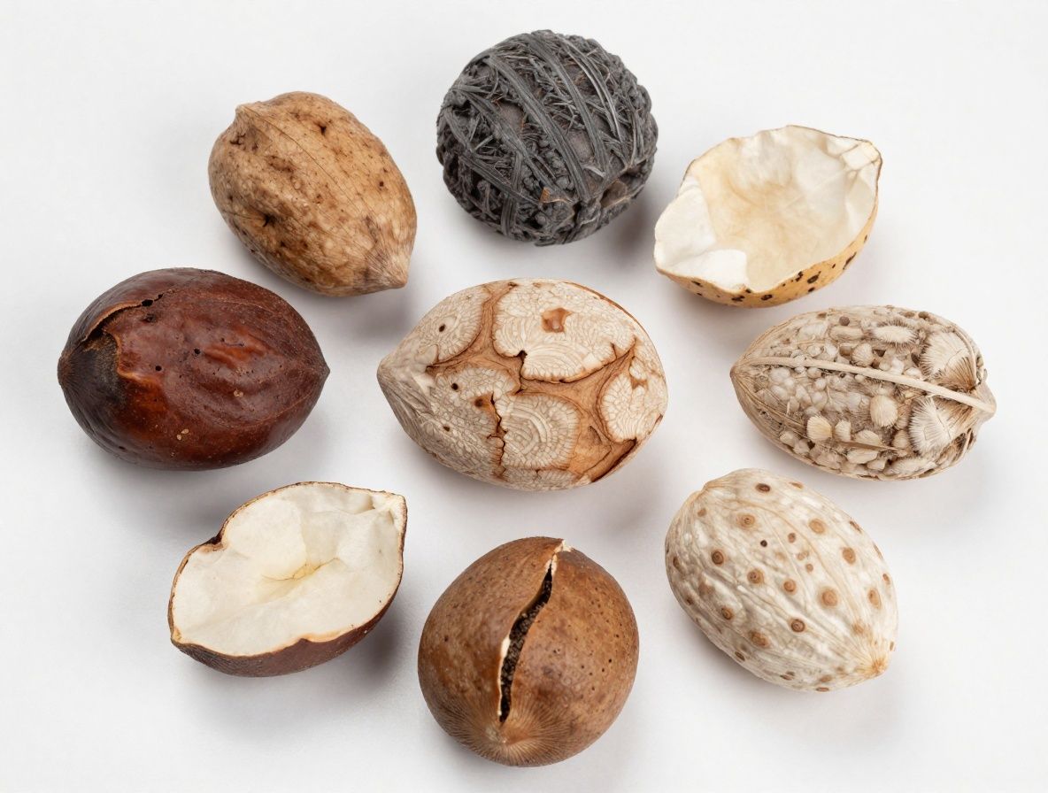 Rôzne prírodné semienka, orechy a sušené bylinky na drevenej doske, predstavujúce prírodné zdroje minerálov